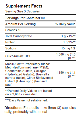 tabla glucosamina puritans x 240