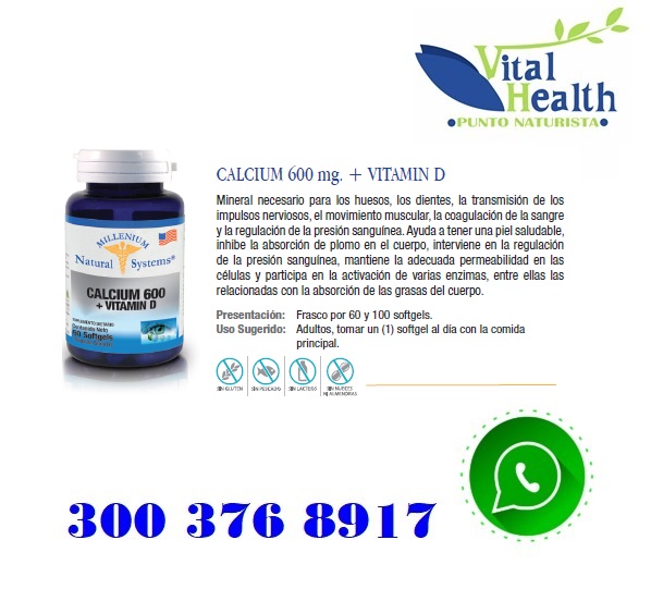 Calcio 600 Mg + Vitamina D X 100 Capsulas Blandas