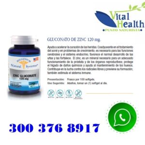 Gluconato De Zinc 120 mg X 100 Capsulas Blandas