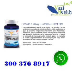 vitamina C 500 mg por 100 capsulas Blandas