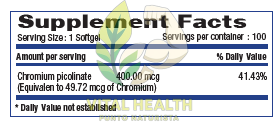 CHROMIUM PICOLINATE 400 MCG - Imagen 2