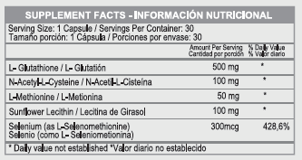 L-GLUTATHIONE 500mg / 30 Cápsulas - Imagen 2