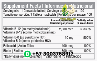 METHYL B-12 COMPLEX 2.00 mcg / 100 Tabletas masticables - Imagen 2
