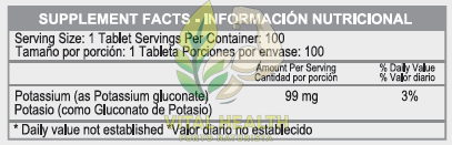 POTASIO 99MG / 100 Tabletas - Imagen 2