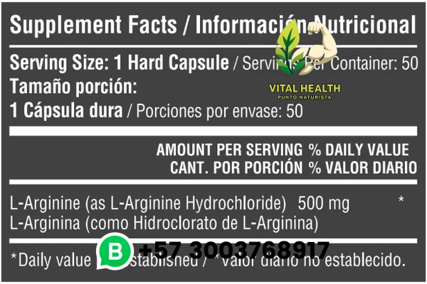 PRONITRIC L-ARGININE HCL 500MG 50 CAPSULES - Imagen 2