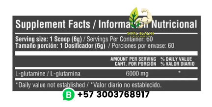 L-GLUTAMINE 6.000MG 360G 60 SERVINGS UNFLAVORED - Imagen 2