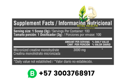 MICRONIZED CREATINE MONO 300G 100 SERVINGS UNFLAVORED - Imagen 2