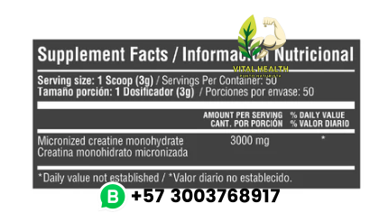 MICRONIZED CREATINE MONO 150G 50 SERVINGS UNFLAVORED - Imagen 2